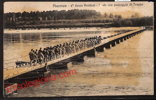 ah7528 - CARTOLINA D'EPOCA - Piacenza Città - Ponte con passaggio di Truppe
