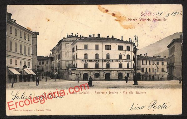 ai6728 - CARTOLINA D' EPOCA - Sondrio Città - Piazza Vittorio Emanuele