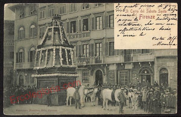 ae7021 - CARTOLINA D'EPOCA - Firenze Città - Il Carro del Sabato Santo  1900