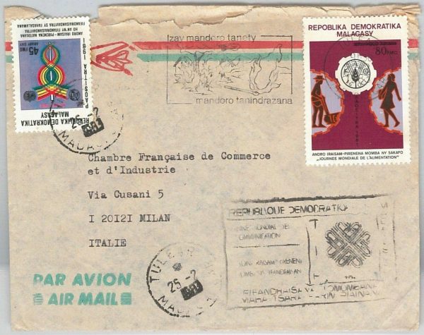 44931 -  MADAGASCAR -  POSTAL HISTORY - Airmail COVER to ITALY 1983 -  FIRE FIGH