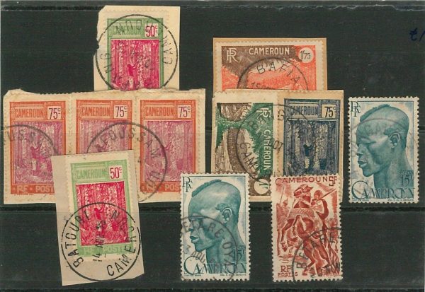 44765  - CAMEROON - POSTAL HISTORY: Small lot of used stamps with nice POSTMARKS