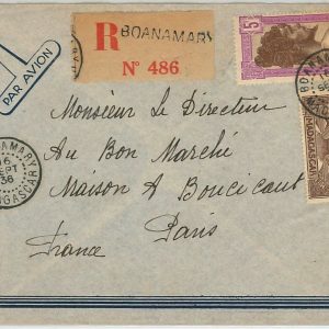 44946 -  MADAGASCAR -  POSTAL HISTORY -  REGISTERED COVER from BOANAMARY 1936