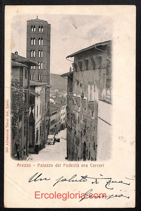 ae0071 - CARTOLINA  D'EPOCA - Arezzo  Città - Palazzo del Podestà  1904