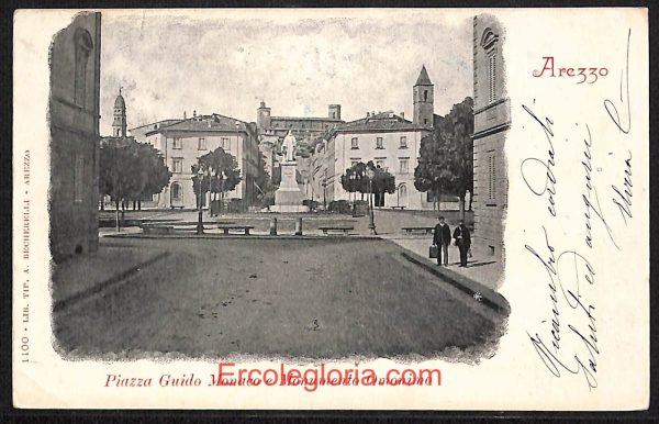 ae0074 - CARTOLINA  D'EPOCA - Arezzo  Città - Piazza Guido Monaco  1903