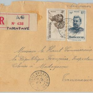 77369 - MADAGASCAR  - POSTAL HISTORY -  Registered COVER from TAMATAVE  1951