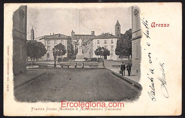 ae0086 - CARTOLINA  D'EPOCA - Arezzo  Città - Piazza Guido Monaco  1904