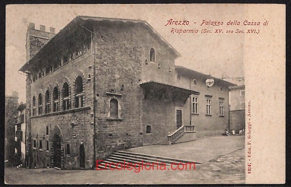 ae0087 - CARTOLINA  D'EPOCA - Arezzo  Città - Palazzo della Casa di Risparmio