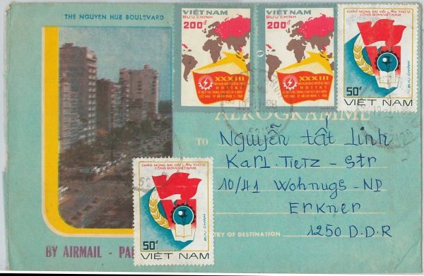 45337 - VIETNAM - POSTAL HISTORY -  AIRMAIL COVER to DDR  GERMANY 1988