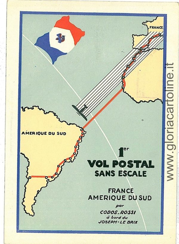 06940 -  FRANCE - VINTAGE POSTCARD -  AVIATION:  1er VOL AMERIQUE  - 1935