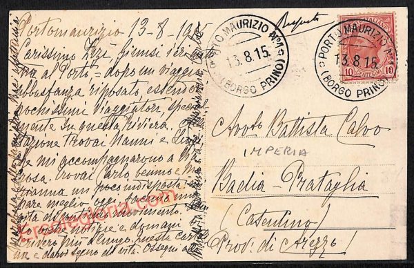 ag4488 - CARTOLINA D'EPOCA - Imperia Città - Porto Maurizio   1915 - immagine 2