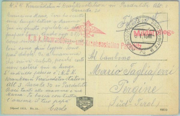 83927 - POLAND - POSTAL HISTORY - Military Mail CENSORED POSTCARD to ITALY  1916 - immagine 2