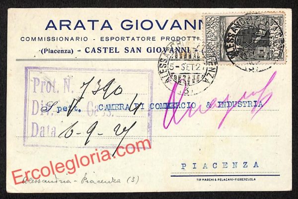 ah7633 - STORIA POSTALE - Piacenza Provincia - Castel San Giovanni