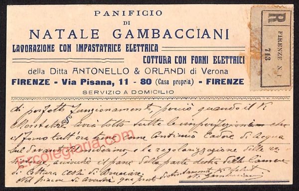 ae7098 - CARTOLINA D'EPOCA - Firenze Città - Panificio di Natale Gambacciani