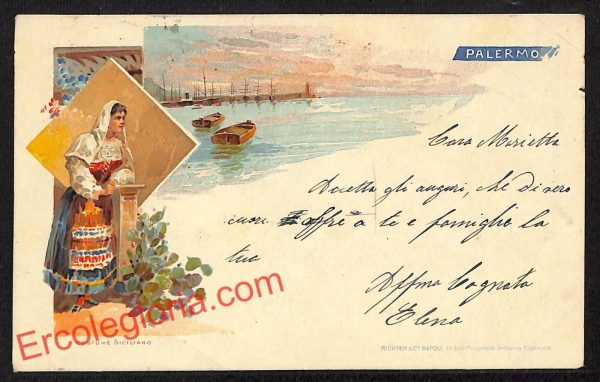 ah5275 - CARTOLINA D'EPOCA - Palermo Città - Costumi Siciliani