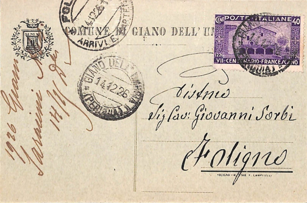 ac3123 - CARTOLINA  D'EPOCA - Perugia Provincia - UMBRIA  1926