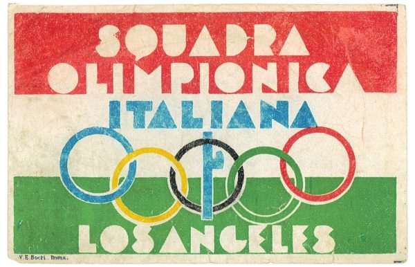 P3530 - OLYMPIC GAMES LOS ANGELES 1934 . ADHESIVE FOR THE ITALIAN TEAM.