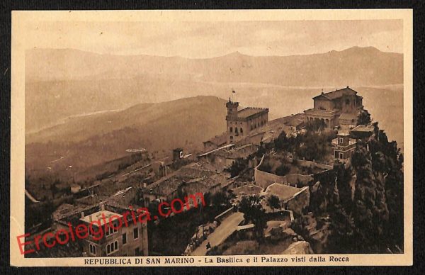ai4859 - CARTOLINA D'EPOCA - San Marino - La Basilica e il Palazzo