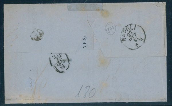 P3322 - FRANCE, 40 CENT NAPOLEON III CANCELLED ON ARRIVAL AT NEAPLES - immagine 2