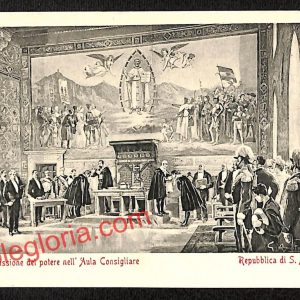 ai4873 CARTOLINAD'EPOCA-San Marino-Trasmissione del potere nell'Aula Consigliare