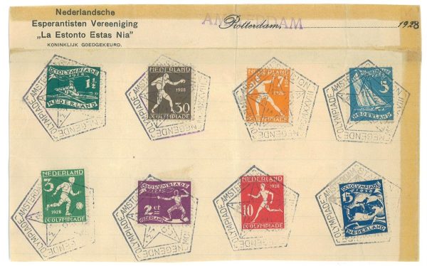P3532 -OLYMPIC GAMES 1928 AMSTERDAM  , OLYMPIC SET. ON PAPER CANCELLED 15.6.28