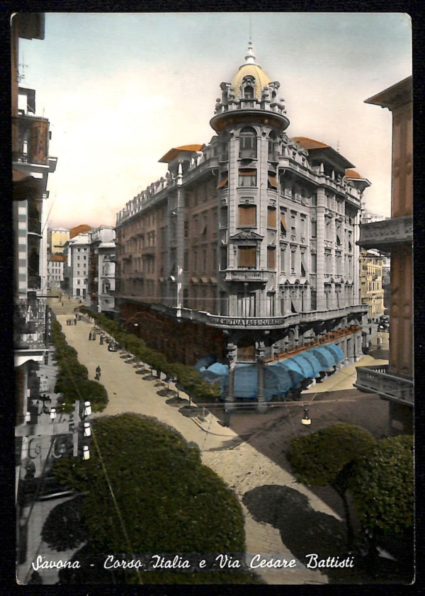 ab7061  -  CARTOLINA  D'EPOCA - Savona Città - Via Cesare Battisti