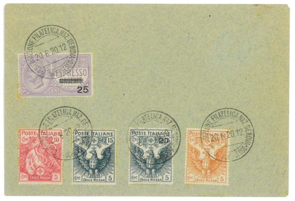 P3842 - ITALIA REGNO , SASS. 102/5 SU BUSTA, CON ANNULLO FILATELICO 1920