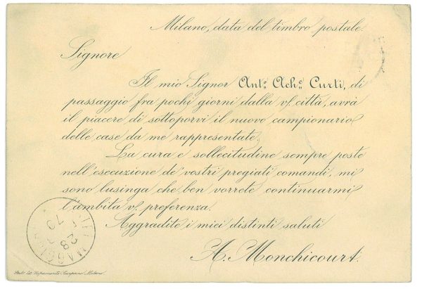 P3843 - ITALIA REGNO , MILANO CARTOLINA POSTALE 1879, - immagine 2