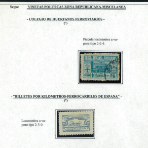 P3100 - SPAIN , CIVIL WAR , REPUBLICAN ZONE, 2 BENEFIC STAMPS, TRAINS SUBJECT.
