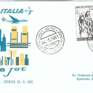 70954 - ITALY - Postal History - FIRST FLIGHT:  Roma /  Caracas  1961 # 438 EM