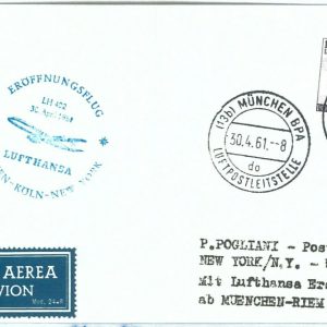 70953 - ITALY - Postal History - FIRST FLIGHT:  Munchen /  Koln Lufthansa 1961