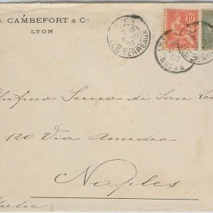 50644 -  FRANCE - POSTAL HISTORY - MIXED FRANKING on COVER to ITALY 1903