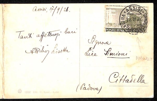ac2648 - CARTOLINA  D'EPOCA - Perugia Provincia - ASSISSI   1926 - immagine 2