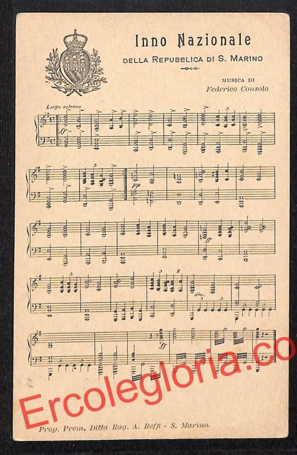 ai4896 - CARTOLINA D'EPOCA - San Marino - Inno Nazionale