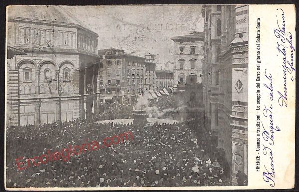 ae7120 - CARTOLINA D'EPOCA - Firenze Città - Carro nel giorno del Sabato Santo