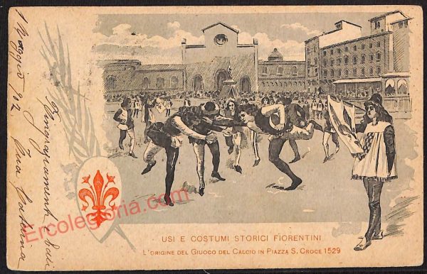 ae7128 - CARTOLINA D'EPOCA - Firenze Città -Giuoco del Calcio in Piazza S. Croce