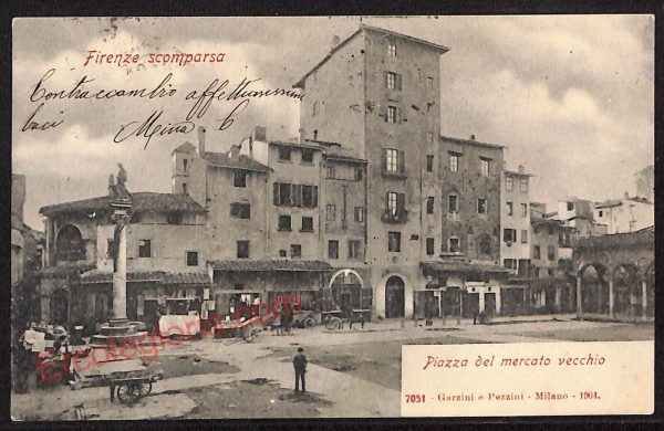 ae7130 - CARTOLINA D'EPOCA - Firenze Città - Piazza del mercato vecchio  1906