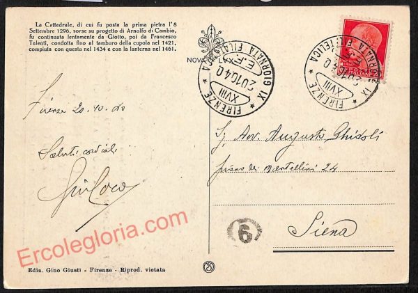 ae7140 - CARTOLINA D'EPOCA - Firenze Città - XI Giornata Filatelica Nazionale - immagine 2