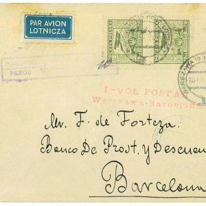 P3708 - AIRMAIL ,POLAND  18.9.1928 FIRST FLIGHT WARSAW-BARCELONA,
