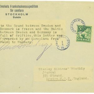 P3744 - AIRMAIL , SWEDEN. 1.3.1929, STOCKHOLM TO LONDON