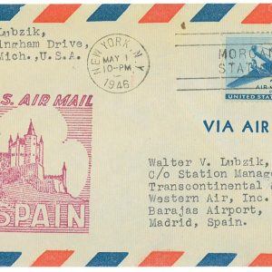 P3745 - AIRMAIL , 1.5.1946 USA TO MADRID, FIRST FLIGHT