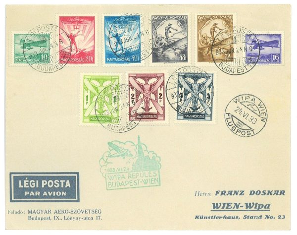 P3748 - AIRMAIL , HUNGARY MICHEL 502/510 COMPLETE SET, ON COVER,