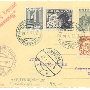 P3570 - FISRT FLIGHTS , AUSTRIA GLIDING FLIGHT, WIEN SEMMERING 19.1.1933