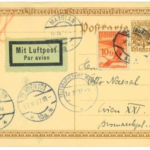 P3576 - AIRMAIL , AUSTRIA, MÜLLER 121 B, FROM SALZBURG TO WIEN, 16.4.1927