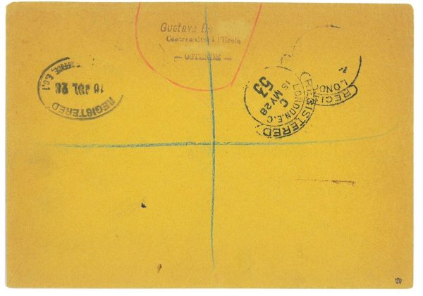 P3577 - AIRMAIL , BELGIUM, OSTENDE 10.11.1928 TO LONDON 3 COLOR FRANKING. - immagine 2