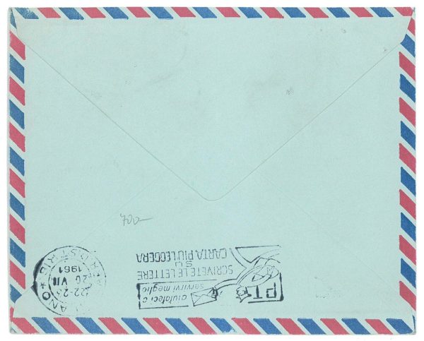 P4026 - QATAR 1961, Q.E. GB STAMP. OVERPRINTED 40 NP, FROM DOHA TO ITALY - immagine 2