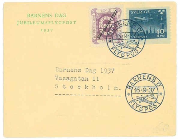 P2927 - SWEDEN, SPECIAL FLIGHT 1937 MÜLLER 152 WITH SPECIAL LEFLET INSIDE