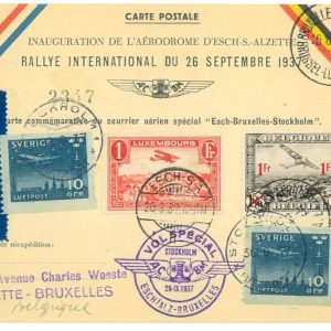 P3580 - AIRMAIL , VERY DECORATIVE 3 COUNTRY AIR MAIL SPECIAL FLILGHTS 26.9.1937