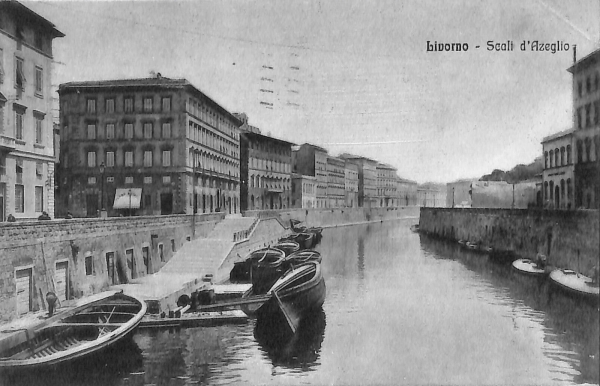 ac7244 - CARTOLINA D'EPOCA - Livorno Città - Scali d' Azeglio 1923
