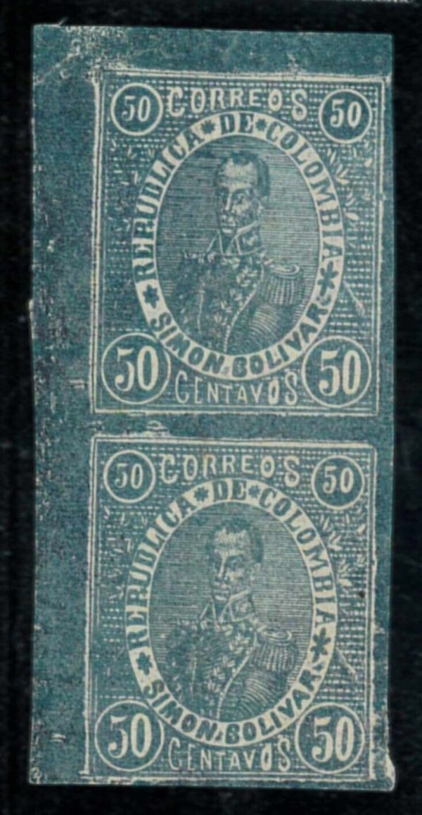P3891 A - COLOMBIA , TYPE AS YVERT 157 COLOR TRIAL PRINTED IN BOTH SIDES