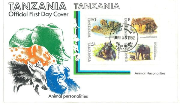 P3965 - TANZANIA , 15.7.1982 , OFFICIAL FDC ,MICHEL 201/4 + BL 28 ON 2 FDC,FAUNA